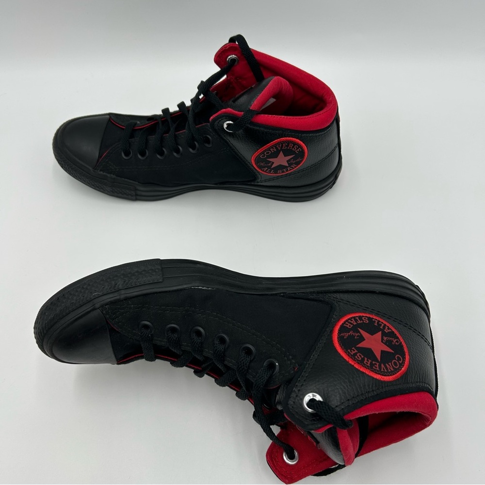 Converse Chuck Taylor All Star Sneakers High Street Mid Black Red Mens 8 Wms 10